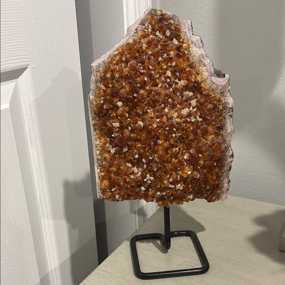 Citrine Crystal Geode on Stand